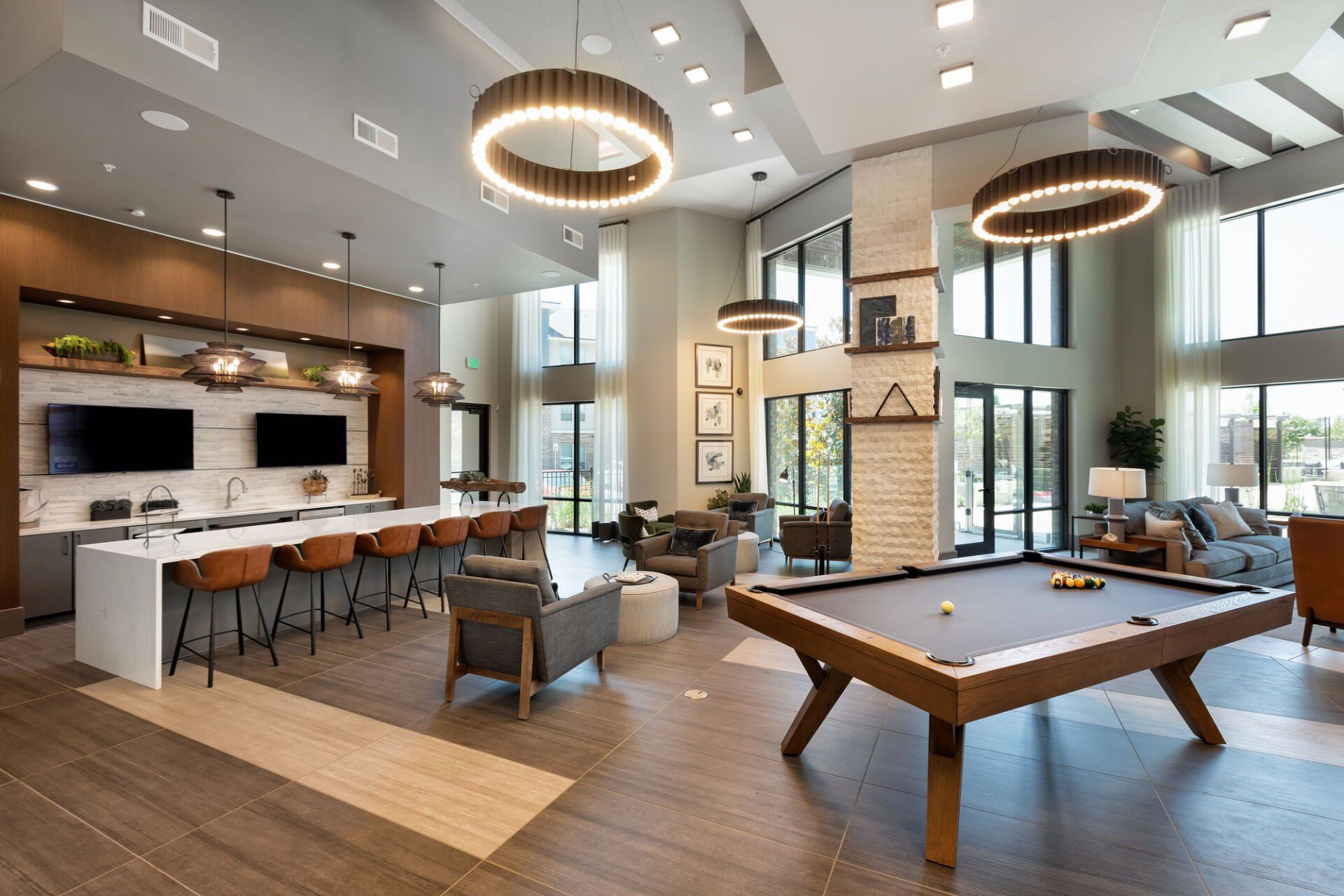 Resident Lounge with Billiards and Coffee Bar | Domain at Founders Parc