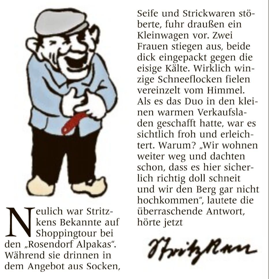 Eine Karikatur eines Mannes mit roter Krawatte und einer Unterschrift