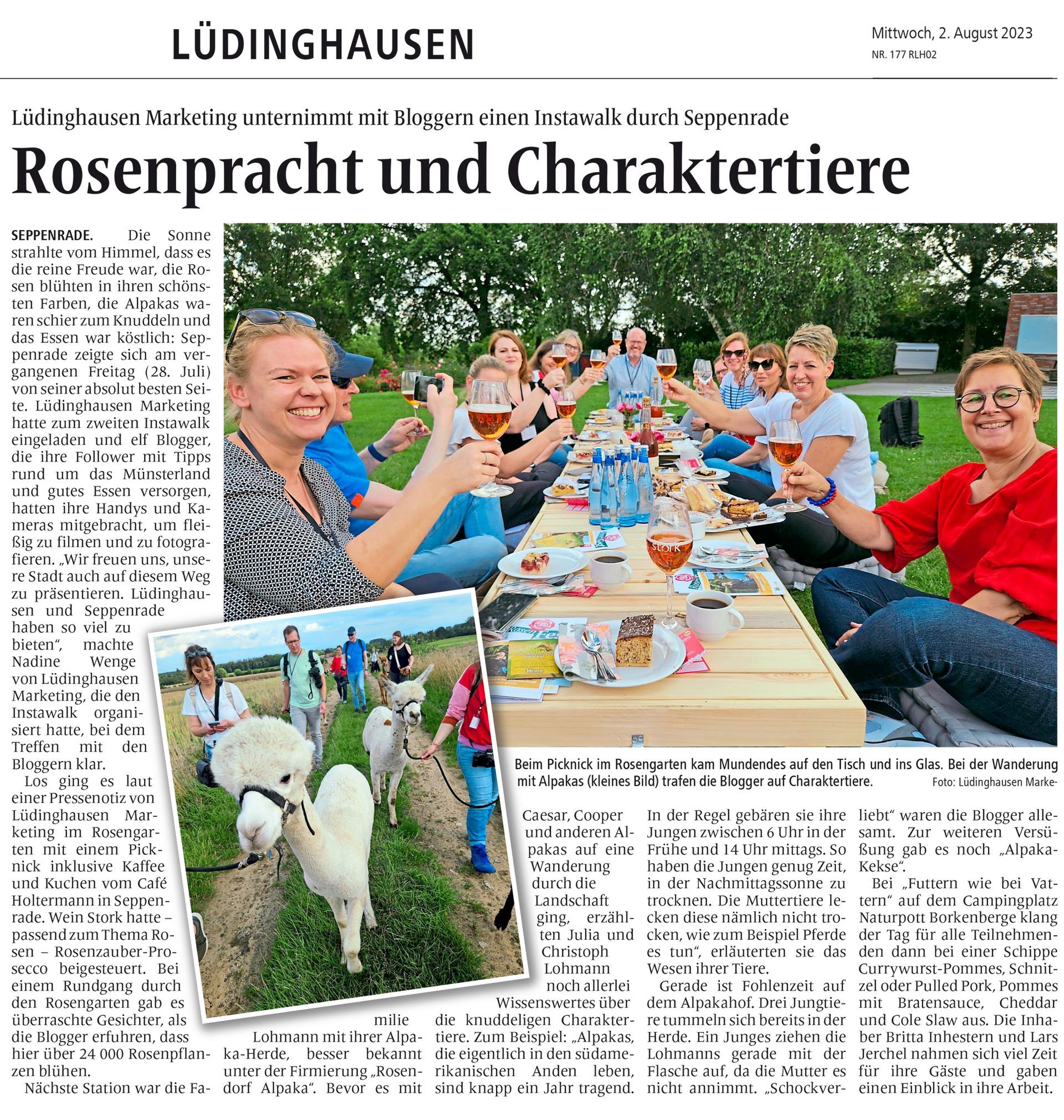 A newspaper article about rosenpracht und charaktertiere