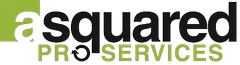 A-squared Pro Services logo with "a-squared" in black text and "PRO SERVICES" in olive green, featuring a circular icon.