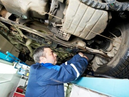 Auto Mechanic at Wheel Alignment Work with Spanner – Auto Repair Shop in Biddeford, ME