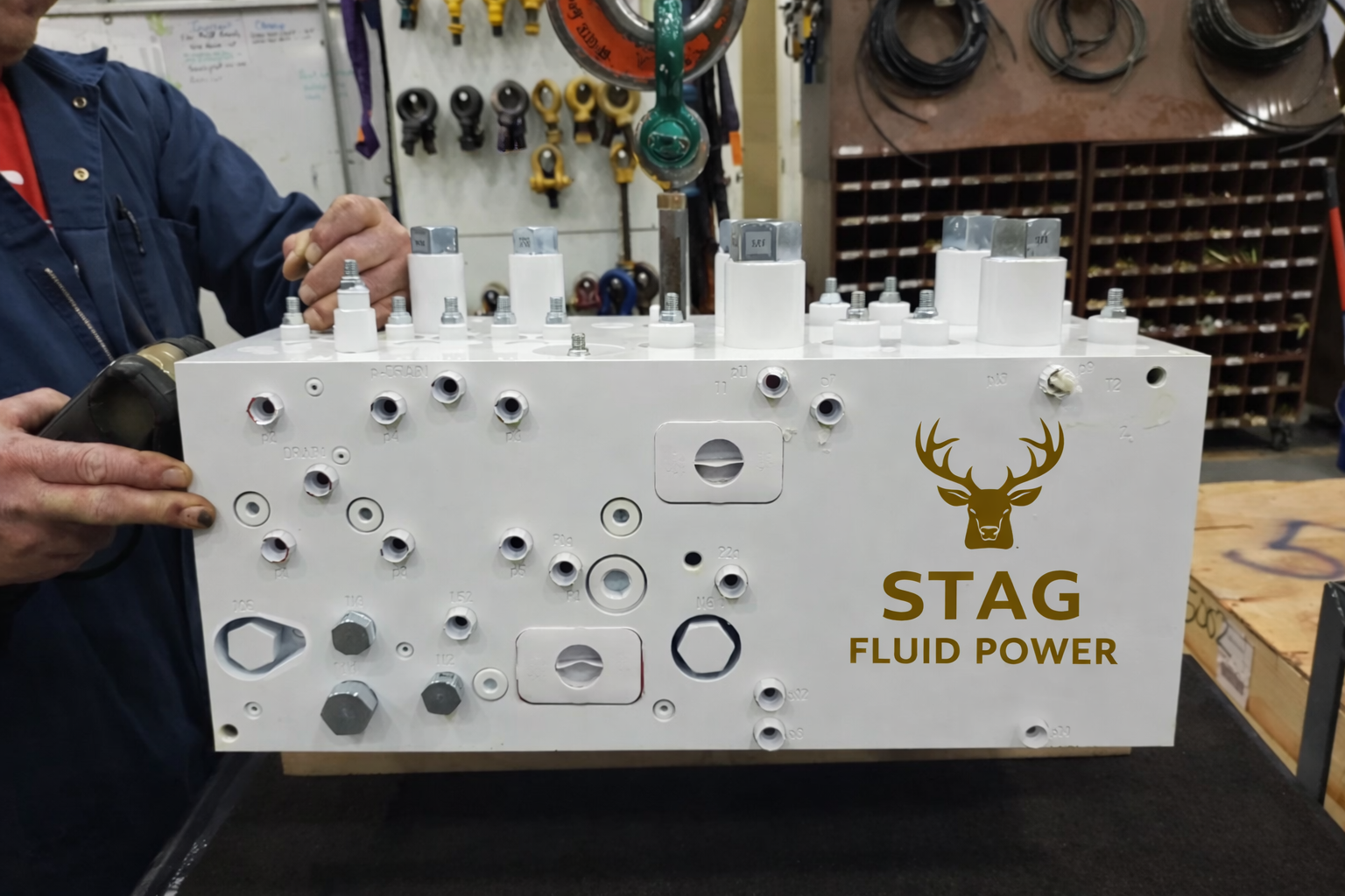 Custom hydraulic manifold designed and supplied by Stag Fluid Power