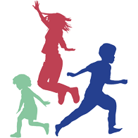 A group of children are jumping in the air - Abington Pediatrics logo