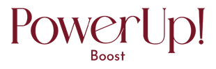 PowerUp! logo in burgundy with the word