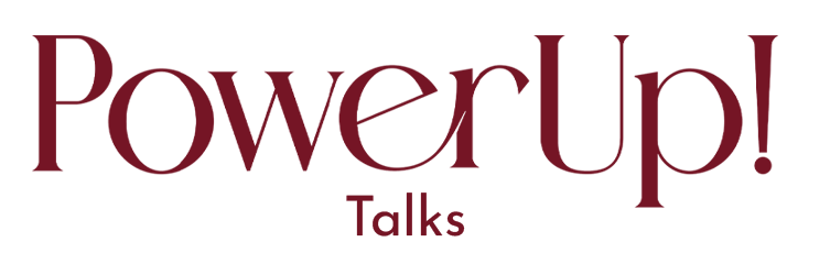 PowerUp! Talks logo in maroon.