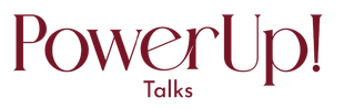 PowerUp! Talks logo in maroon.