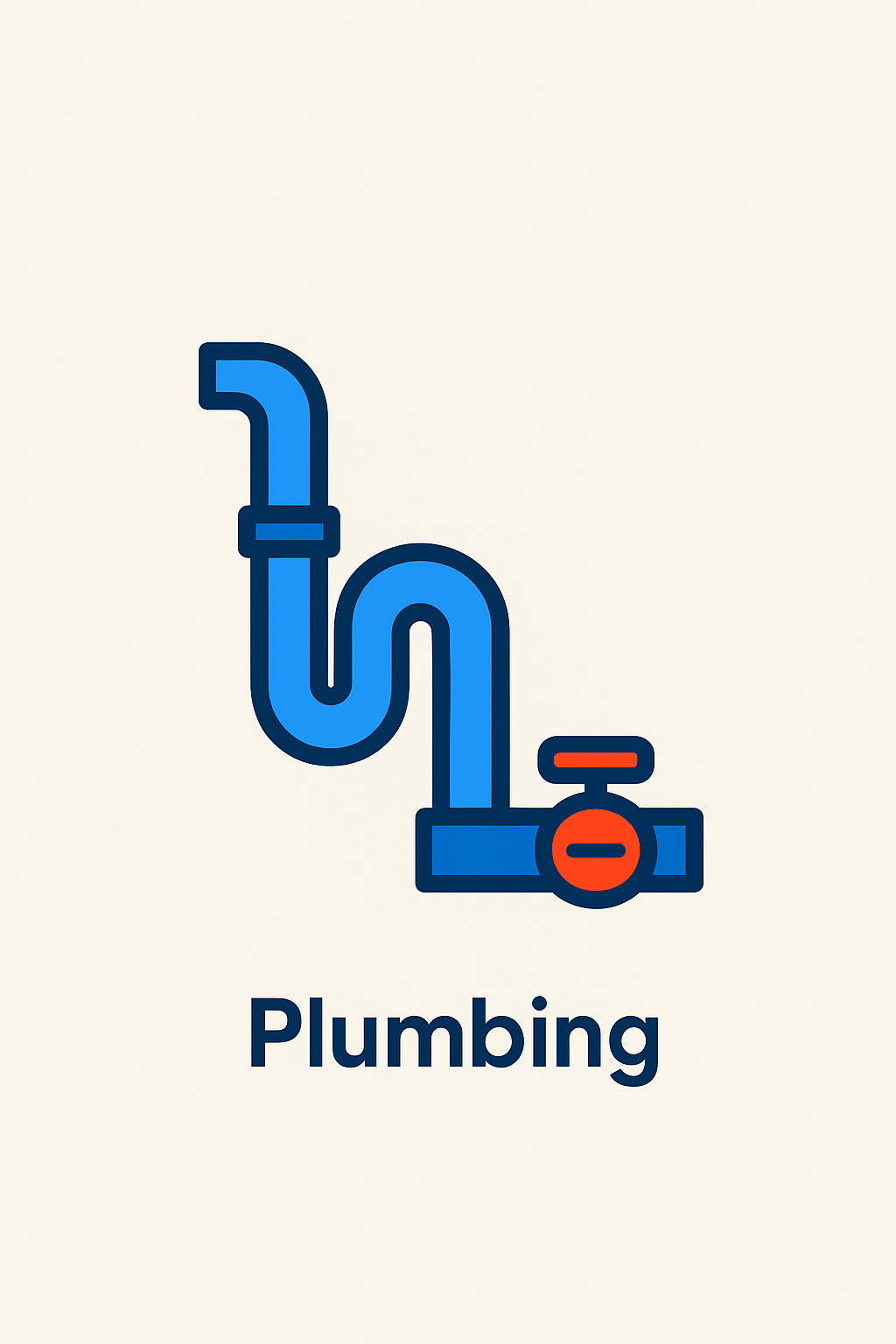 Blue plumbing pipes with a valve, labeled