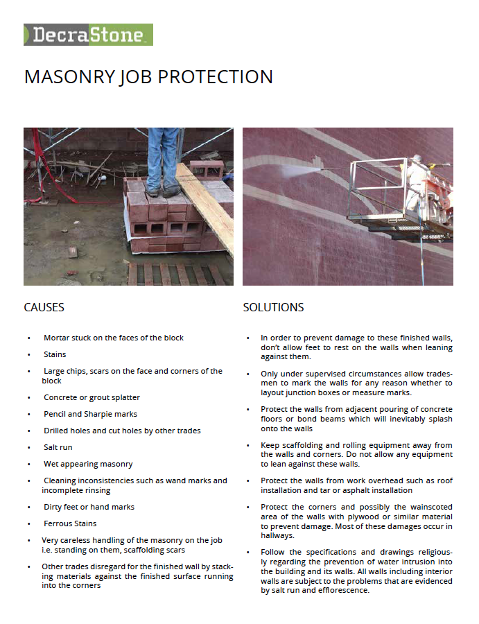 Protect CMU's during construction
