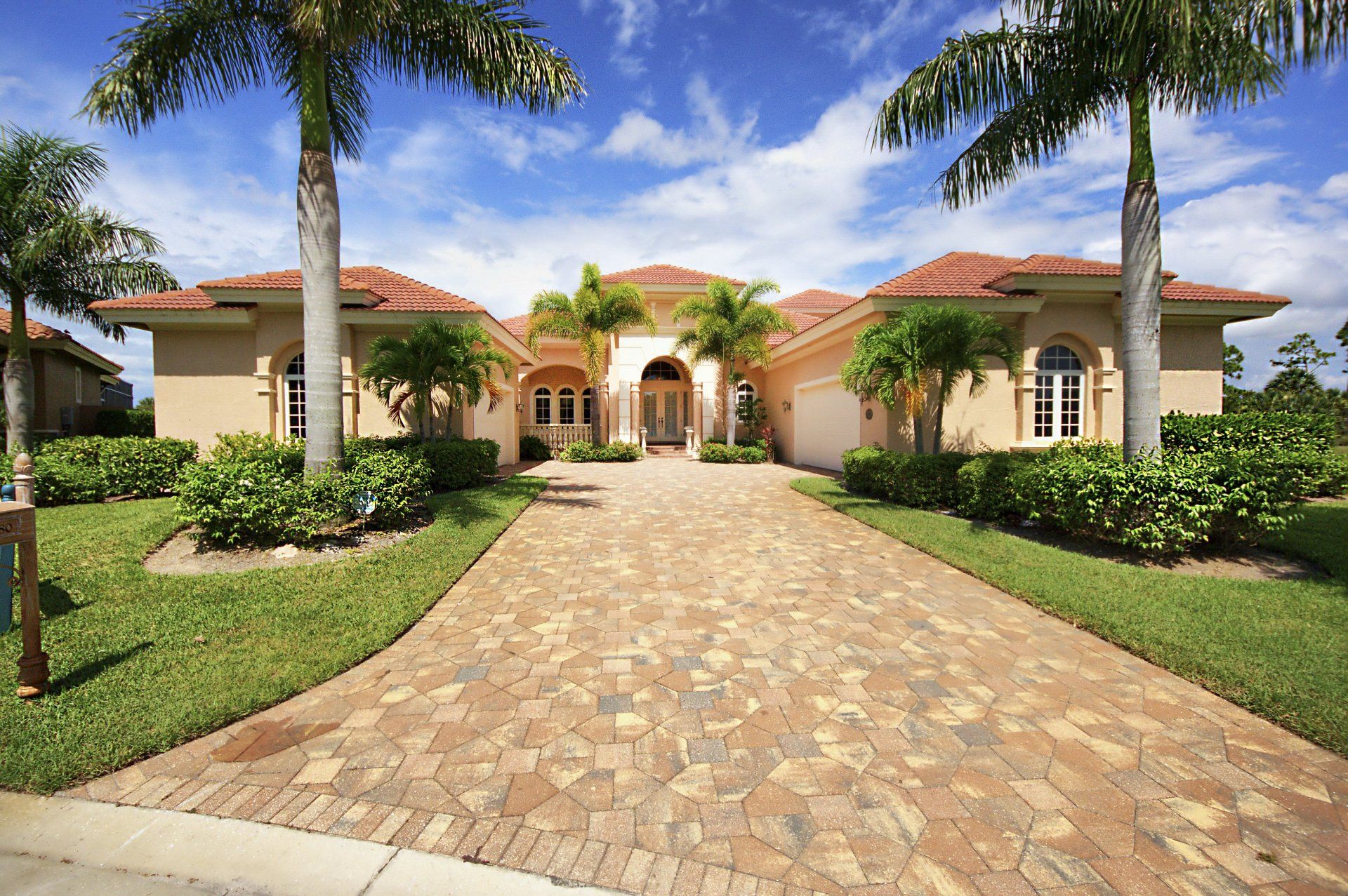 Luxury home with a beautifully paved driveway