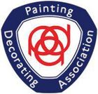 Painting and Decorating Association logo with blue ring and red interlocking circles on white background