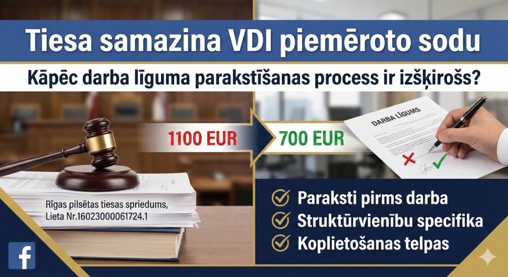 Tiesa samazina VDI piemēroto sodu: kāpēc darba līguma parakstīšanas process ir izšķirošs?