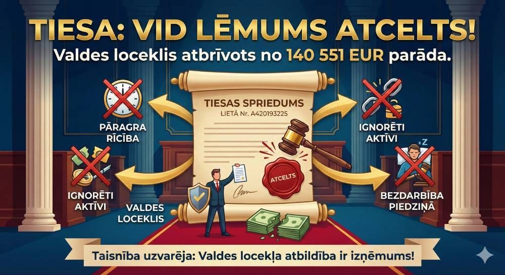 VID patvaļai nav vietas: Tiesa atceļ nepamatoto lēmumu par nodokļu piedziņu no valdes locekļa
