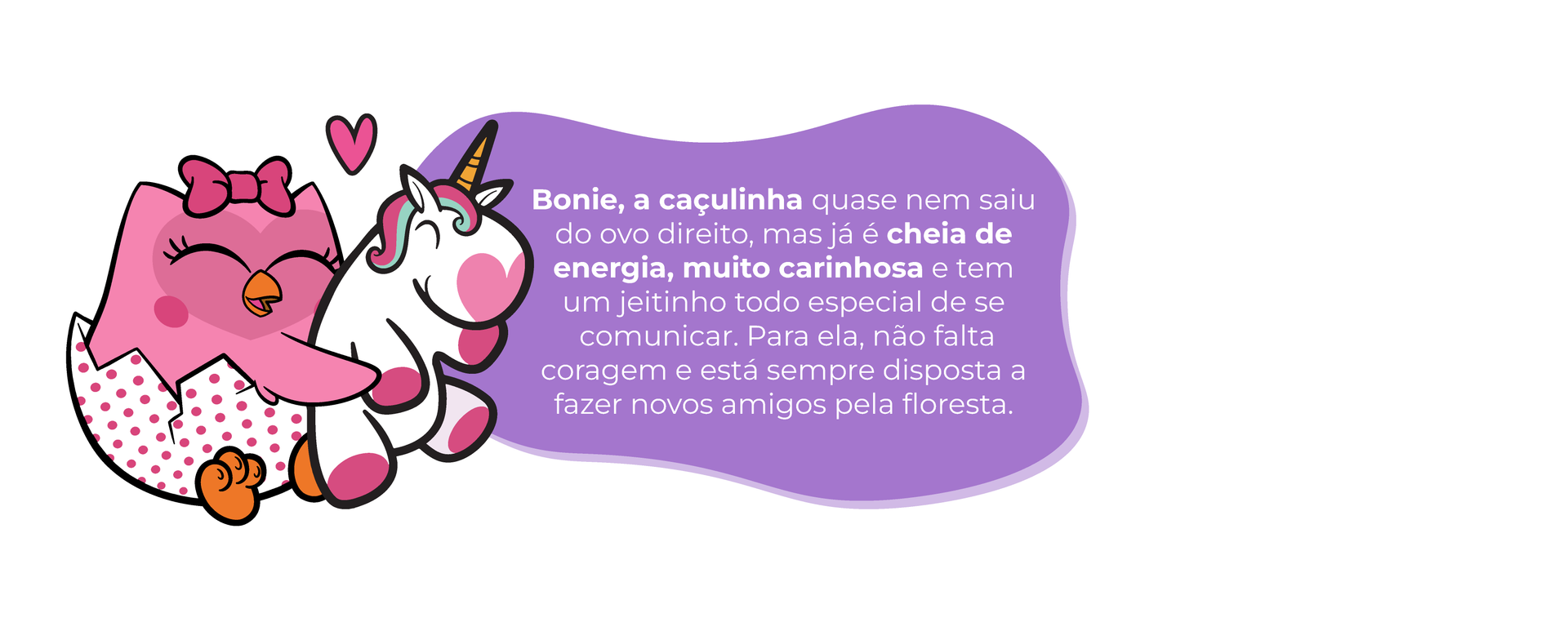 Um desenho animado de uma galinha e um unicórnio se abraçando.