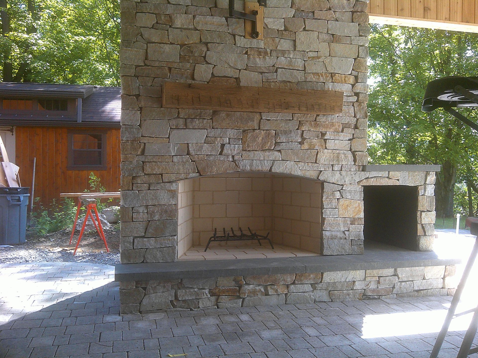 spring outdoor fireplace installation in central PA