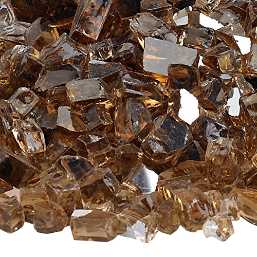 A pile of brown glass rocks on a white background.