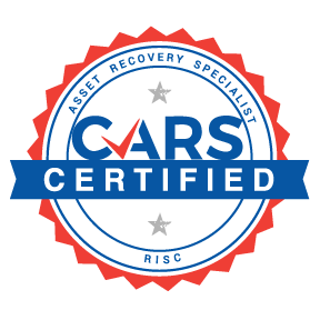 A logo for cars certified asset recovery specialist