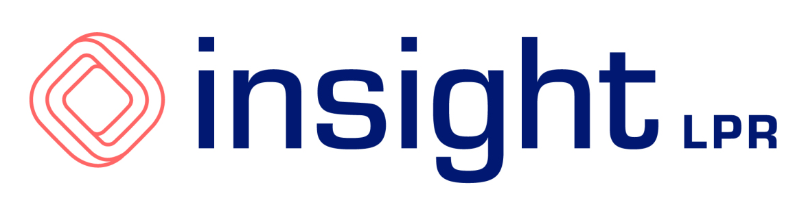 A blue and red logo for insight lpr