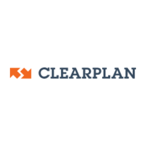 The clearplan logo is blue and orange on a white background.