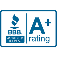 BBB Accredited Business logo, blue and white, with an