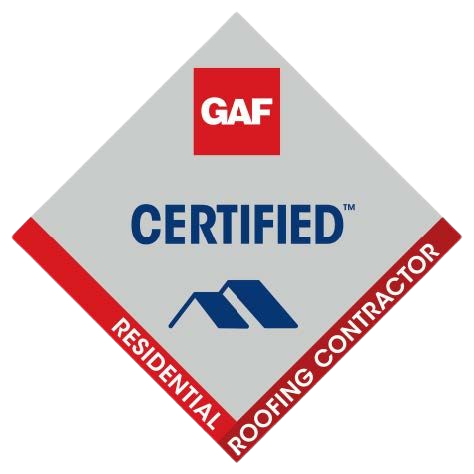 A logo for a certified residential roofing contractor