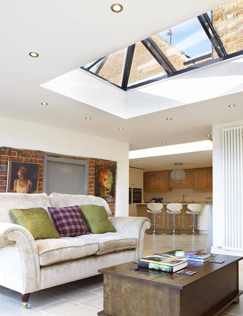 A living room with a couch and a coffee table