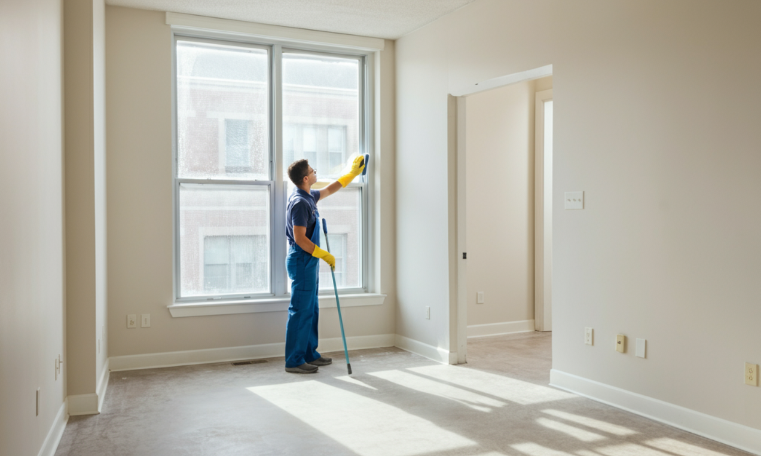 Woman cleaning a kitchen, via house cleaning services in Parma Ohio.