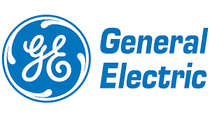 The logo for general electric is blue and white.