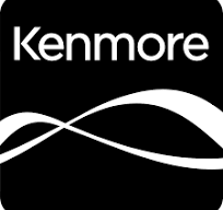 A black and white logo for kenmore with a white infinity symbol.