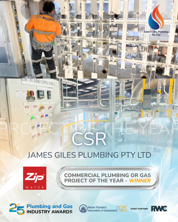 CSR Award Winning for James Giles Plumbing Pty Ltd