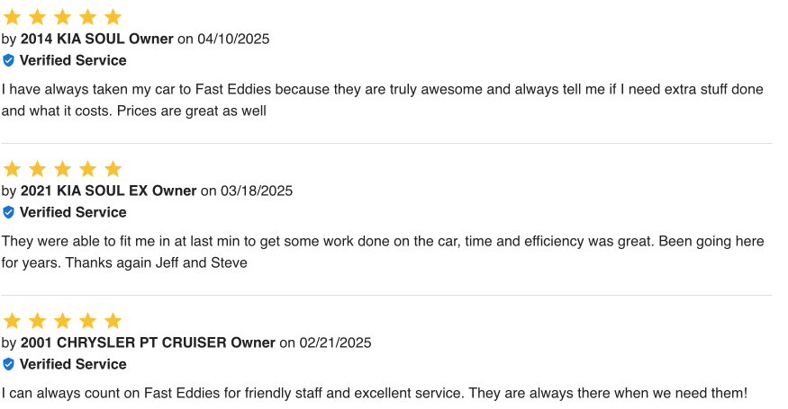 Carfax Reviews | Fast Eddie's Tire Pros & Automotive Repair