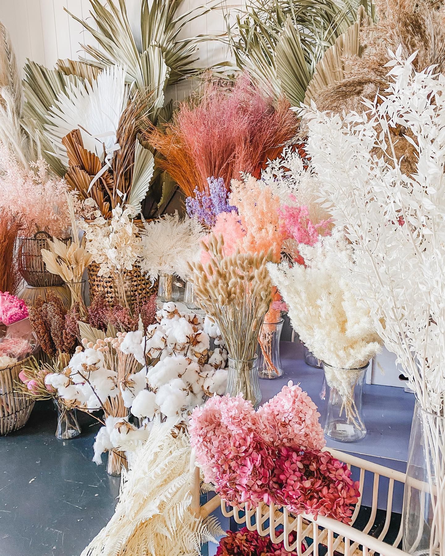 A Room Filled With Lots of Dried Flowers and Plants — Suncoast Flowers in Birtinya, QLD