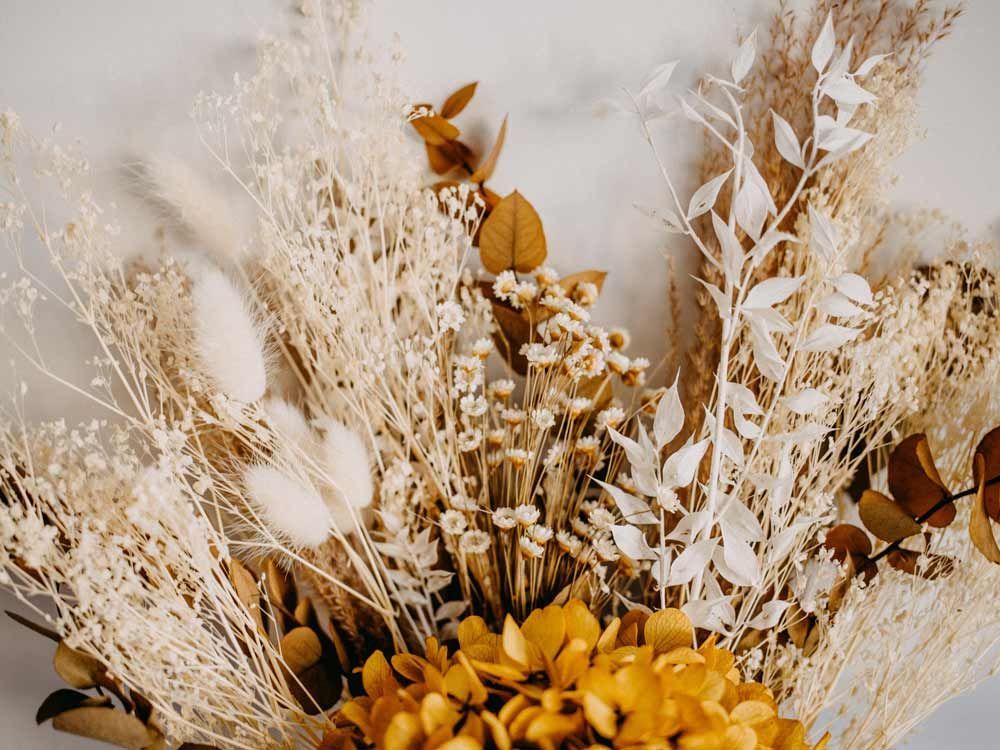A Close Up of a Bouquet of Dried Flowers on a Table — Suncoast Flowers in Birtinya, QLD