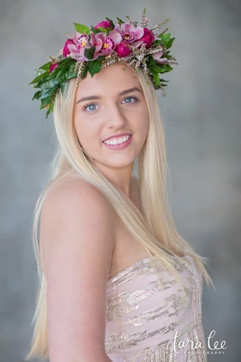 A Woman is Wearing a Flower Crown on Her Head — Suncoast Flowers in Birtinya, QLD