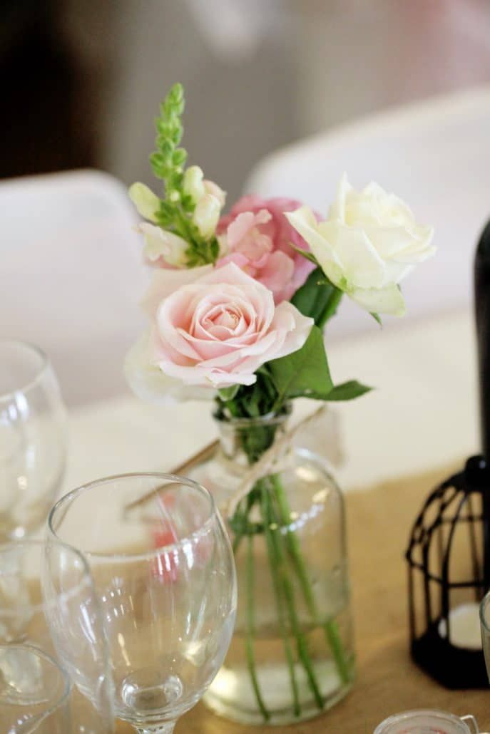 Pink and White Roses in a Vase on a Table — Suncoast Flowers in Birtinya, QLD