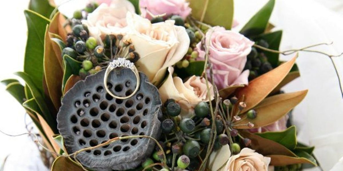 A Close Up of a Bouquet of Flowers With a Ring in the Middle — Suncoast Flowers in Birtinya, QLD