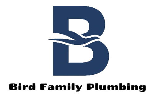 Dark blue "B" with a bird icon, "Bird Family Plumbing" text below.