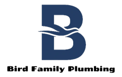 Dark blue "B" with a bird icon, "Bird Family Plumbing" text below.