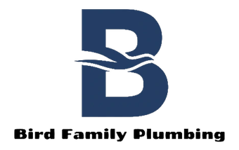Dark blue "B" with a bird icon, "Bird Family Plumbing" text below.