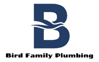 Dark blue "B" with a bird icon, "Bird Family Plumbing" text below.