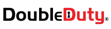 The double duty logo is black and red on a white background.