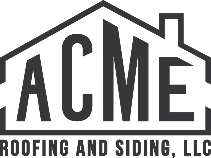 Logo for Acme Roofing and Siding, LLC, a roofing and siding company. The logo contains the word “ACME” inside a house outline.