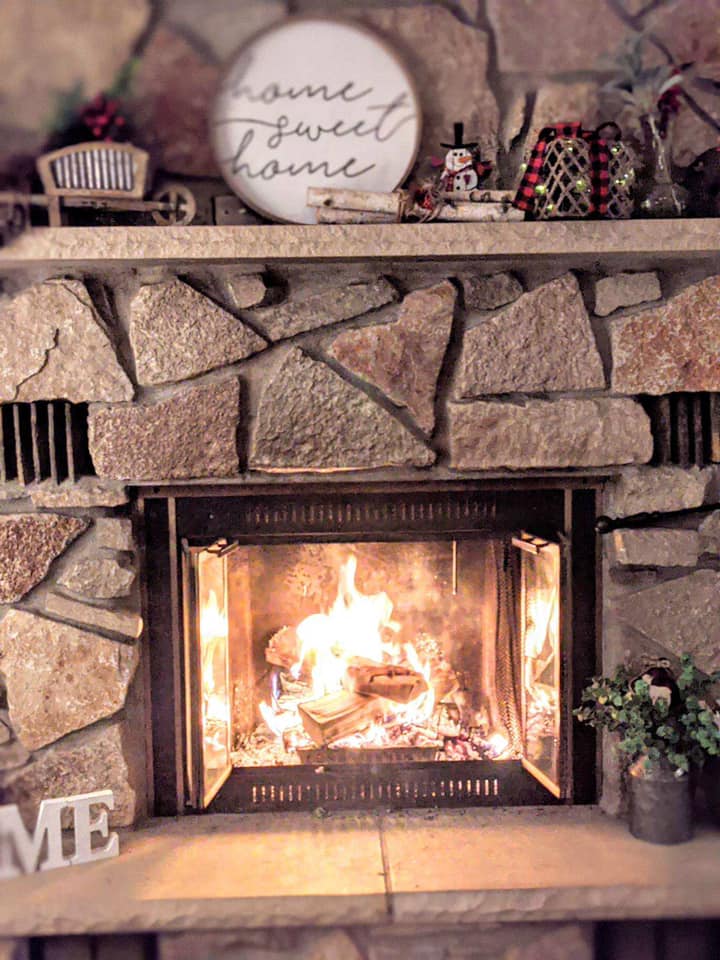 firewood burning in fireplace - allouez wi