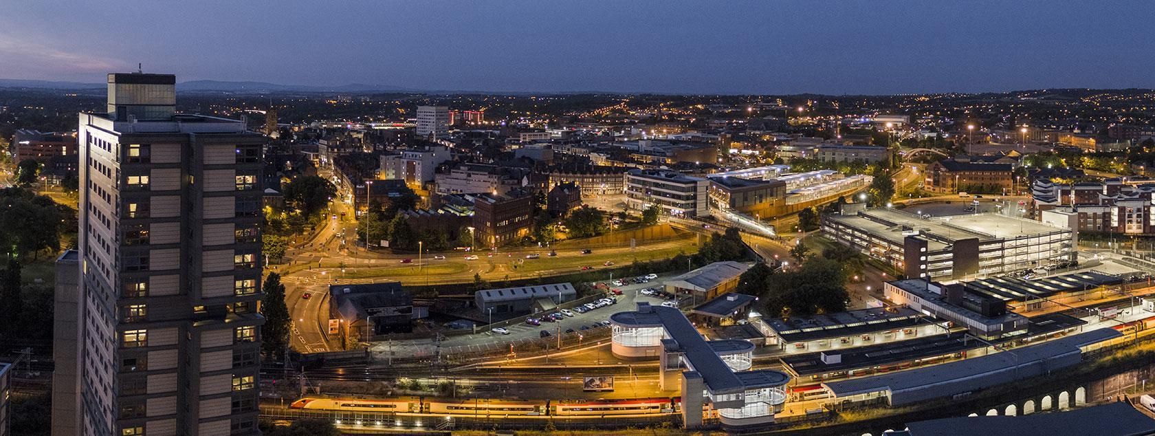 Modern office building exterior in Wolverhampton