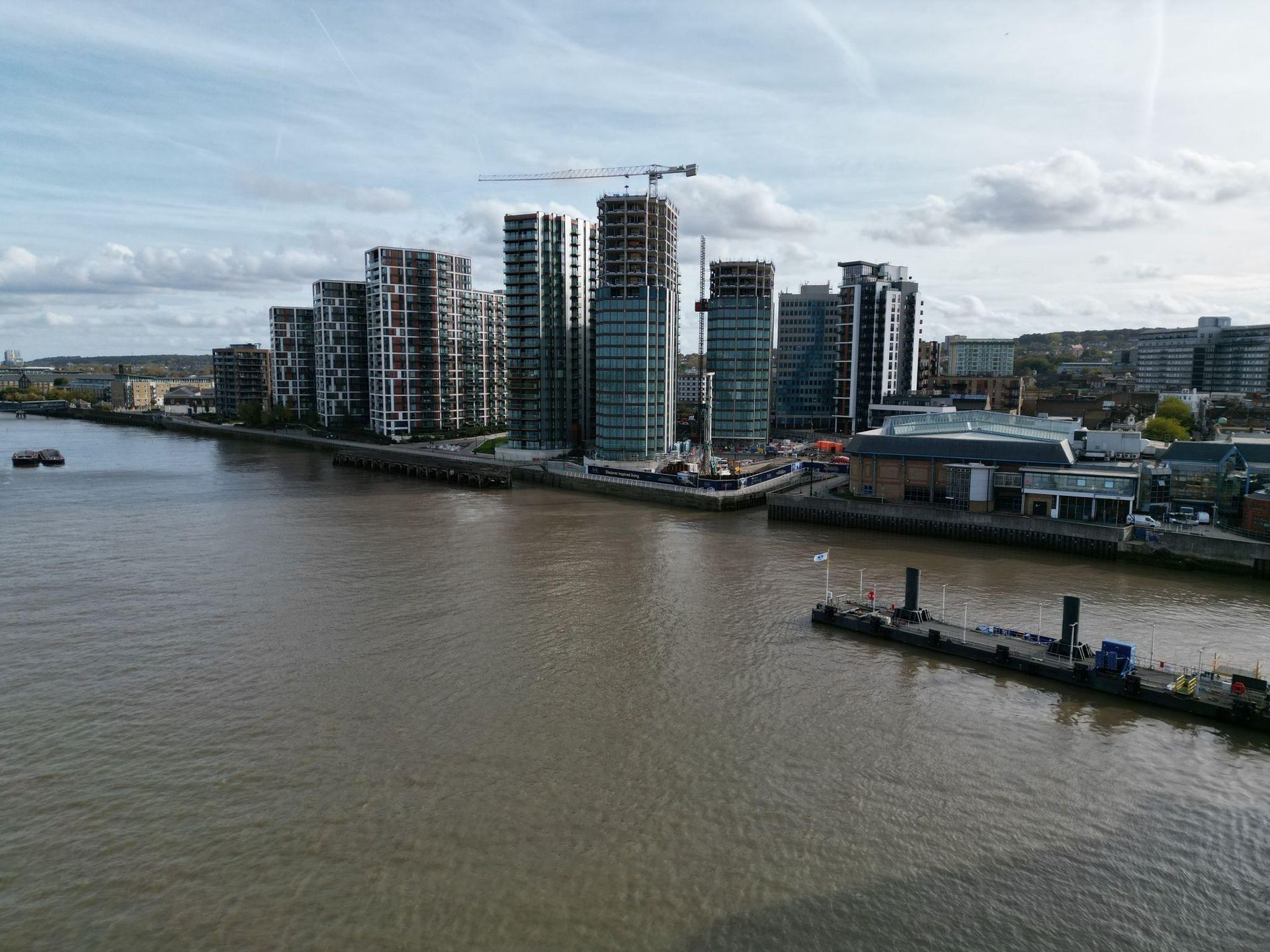 Woolwich riverside skyline in South East London