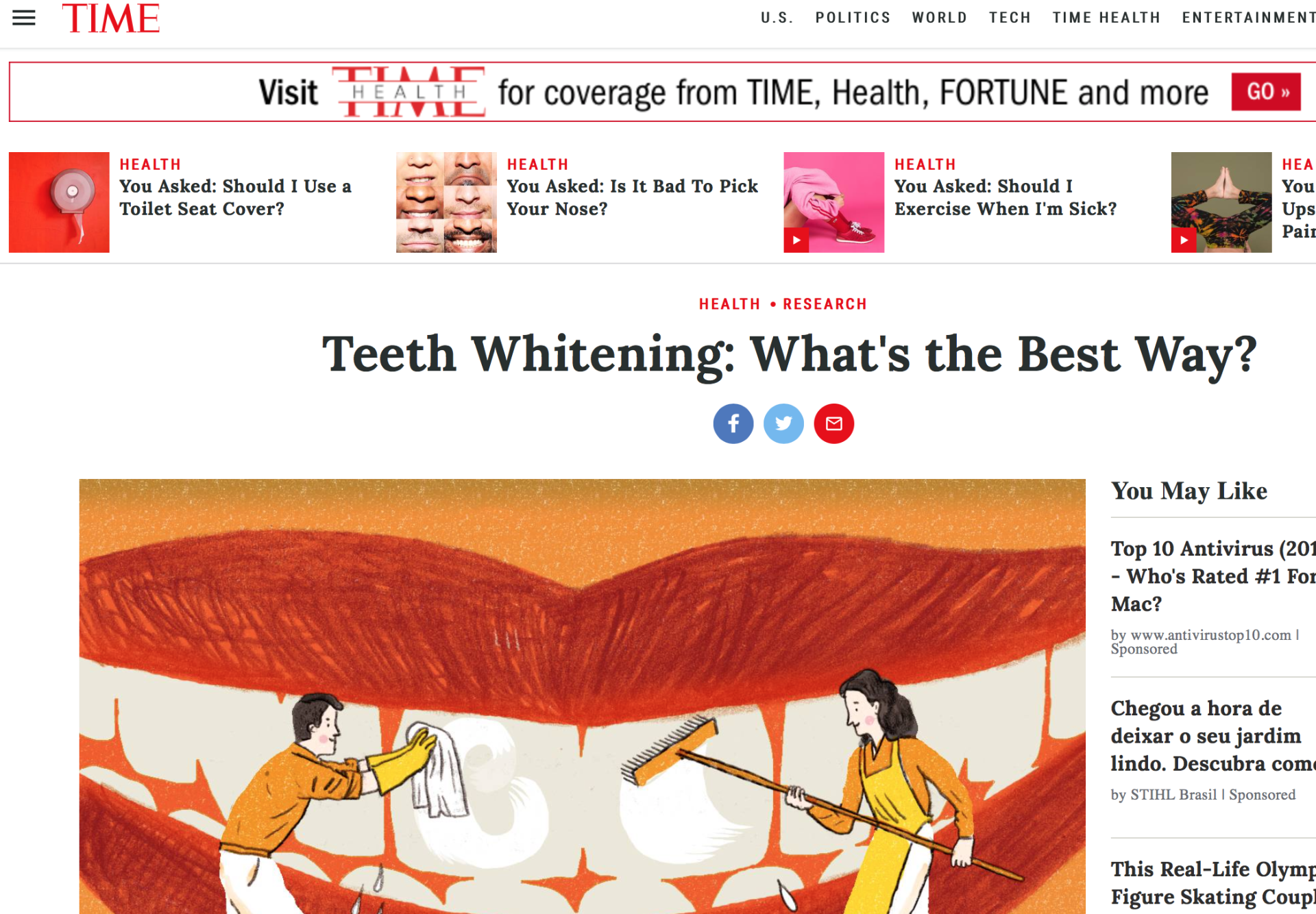 teeth whietening, branqueamento dentário na revista times