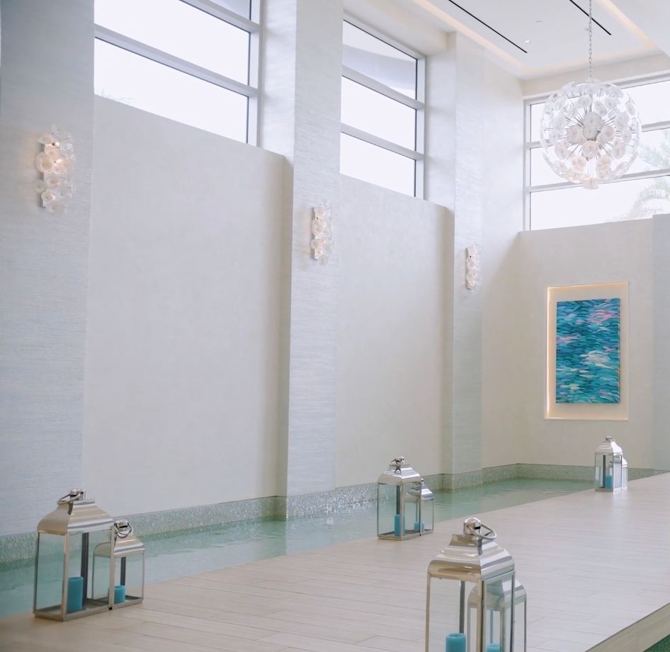 Swimming pool and lanterns on the floor in Bond Vacations Nassau Bahamas