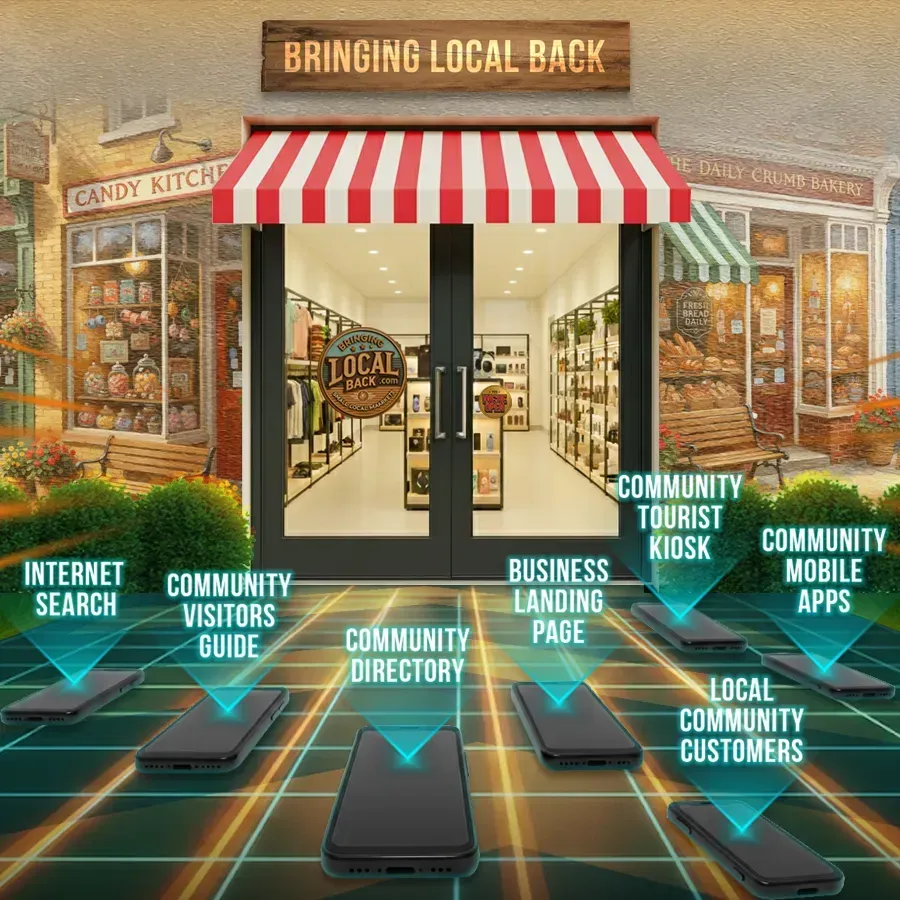 An open storefront labeled 