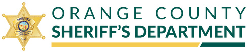 Orange County Sheriff's Department logo with a gold star badge and green text.