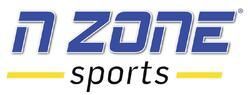 Logo for N Zone Sports, blue text, blue and yellow bars.