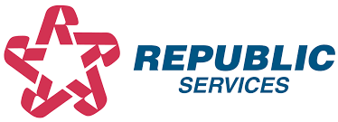 Republic Services logo: red star, blue text.